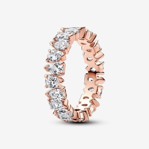 Pandora Alternating Sparkling Band Ring Rosa Oro | 32AOTCPXV