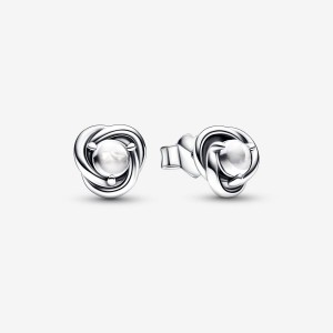 Pandora April Birthstone Eternity Circle Stud Earrings Argento | 51GHLZTAB