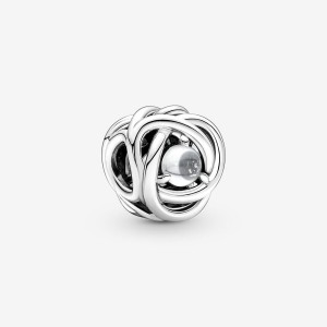 Pandora April Clear Eternity Circle Charm Argento | 46VTARQMI