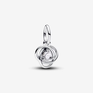 Pandora April Clear Eternity Circle Dangle Charm Argento | 81RLJVYCP