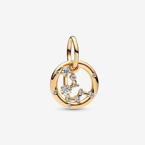 Pandora Aquarius Zodiac Dangle Charm Oro | 91JUTLGKH