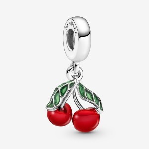 Pandora Asymmetrical Cherry Fruit Dangle Charm Argento | 14ONKRPZC