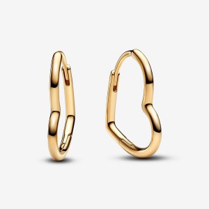 Pandora Asymmetrical Heart Hoop Earrings Oro | 21TWLGFAV