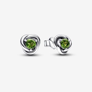 Pandora August Birthstone Eternity Circle Stud Earrings Argento | 62ZKAWHFG