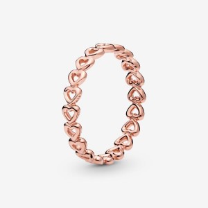 Pandora Band of Hearts Ring Rosa Oro | 32YVSETZO