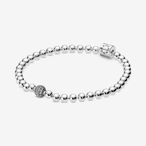 Pandora Beads & Pave Bracelet Argento | 17ANRJSZC
