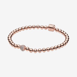 Pandora Beads & Pave Bracelet Rosa Oro | 61WVLEKJZ