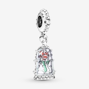 Pandora Beauty and the Beast Enchanted Rose Dangle Charm Argento | 01LFPXBNH