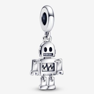 Pandora Bestie Bot Robot Dangle Charm Argento | 34IUPNDWY