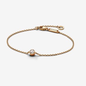 Pandora Bezel Chain Bracelet 0.15 carat tw 14k Gold Oro | 06FXBCIGV