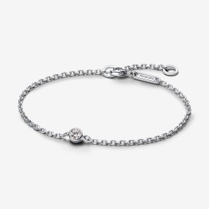 Pandora Bezel Chain Bracelet 0.15 carat tw Sterling Silver Argento | 08TMAQXVP