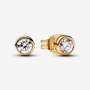 Pandora Bezel Stud Earrings 0.30 carat tw 14k Gold Oro | 13RIKBYLP