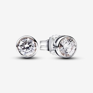 Pandora Bezel Stud Earrings 0.50 carat tw Sterling Silver Argento | 68RNIKZHF