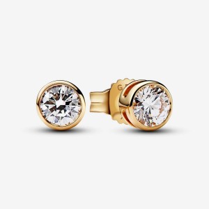 Pandora Bezel Stud Earrings 0.50 carat tw 14k Gold Oro | 60DJGXACE