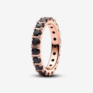 Pandora Black Sparkling Row Eternity Ring Rosa Oro | 95VGAQUSK