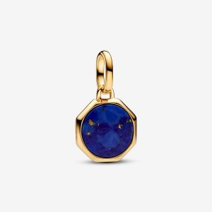 Pandora Blue Engravable Mini Medallion Charm Oro | 82KHIOPFD