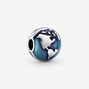 Pandora Blue Globe Clip Charm Argento | 97OXIWHTG