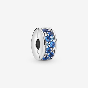 Pandora Blue Pave Clip Charm Argento | 53JDRVHYW