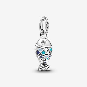 Pandora Blue Scaled Fish Dangle Charm Argento | 26TWBFKSP