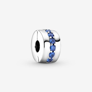 Pandora Blue Sparkle Clip Charm Argento | 56FPXYLEI