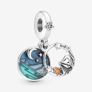 Pandora Camping Night Sky Double Dangle Charm Argento | 21WZKSVLG