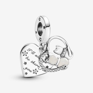 Pandora Cats & Hearts Dangle Charm Argento | 65JILTSFG