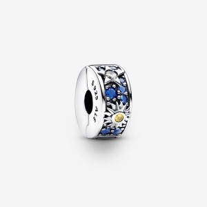 Pandora Celestial Sun, Star & Moon Clip Charm Argento | 64QGMUNHS