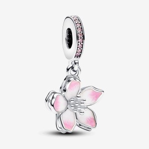 Pandora Cherry Blossom Dangle Charm Argento | 07TYMEGKV