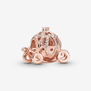 Pandora Cinderella Sparkling Carriage Charm Rosa Oro | 70VNSQIKP