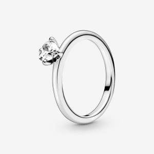 Pandora Clear Heart Solitaire Ring Argento | 76NHGVBEO