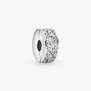 Pandora Clear Pave Clip Charm Argento | 39GRWQBFP
