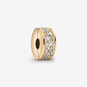 Pandora Clear Pave Clip Charm Oro | 09YUHQXKR