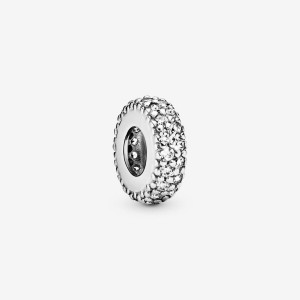 Pandora Clear Sparkle Spacer Charm Argento | 37BJFQZCG