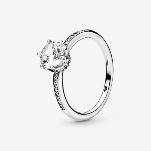 Pandora Clear Sparkling Crown Solitaire Ring Argento | 58ATFDCVB