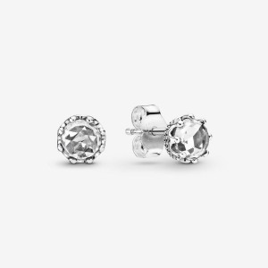 Pandora Clear Sparkling Crown Stud Earrings Argento | 95MSAUHIX