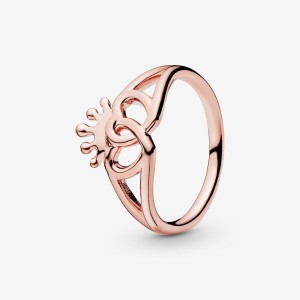Pandora Crown & Interwined Hearts Ring Rosa Oro | 63IUWQKTB