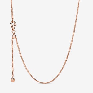Pandora Curb Chain Necklace Rosa Oro | 81VUHDING