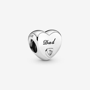 Pandora Dad Heart Charm Argento | 72KDCGJPA