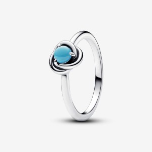 Pandora December Turquoise Blue Eternity Circle Ring Argento | 75DXQPYUM