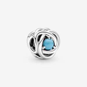 Pandora December Turquoise Blue Eternity Circle Charm Argento | 83FMSCNGU