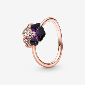 Pandora Deep Purple Pansy Flower Ring Rosa Oro | 82FQVSAEH