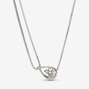 Pandora Double Chain Collier Necklace 0.75 carat tw 14k White Gold Bianche Oro | 04LPMSTZE
