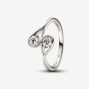 Pandora Double Facing Ring 0.50 carat tw 14k White Gold Bianche Oro | 13GATRQYK
