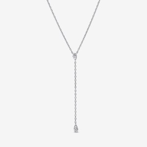 Pandora Drop Necklace 0.30 carat tw Sterling Silver Argento | 24XCBRFLQ