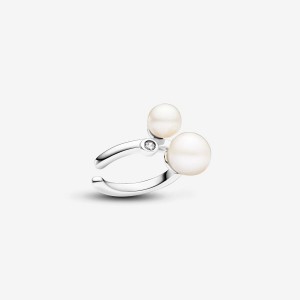 Pandora Duo Treated Freshwater Cultured Pearls Ear Cuff Argento | 19SPJLOEZ