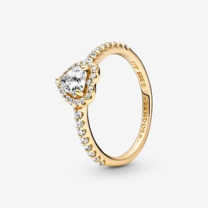 Pandora Elevated Heart Ring Oro | 51GZFYVPJ
