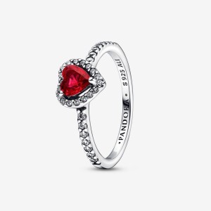 Pandora Elevated Red Heart Ring Argento | 46QYHGWMV