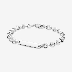 Pandora Engravable Bar Link Bracelet Argento | 84HOZANCD