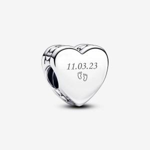 Pandora Engravable Heart Charm Argento | 62TDEVYOR