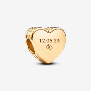 Pandora Engravable Heart Charm Oro | 56HBTYDMX